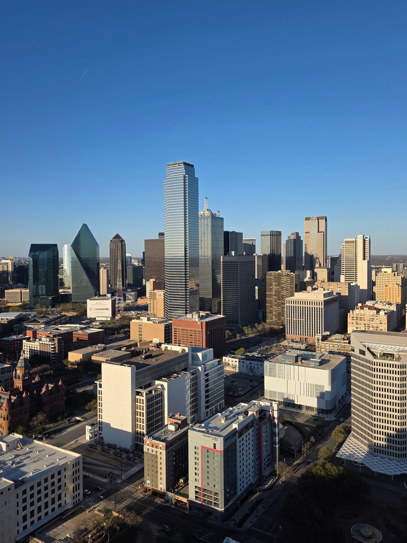 The Downtown Dallas, TX skyline, served by a local flat-roof contractor